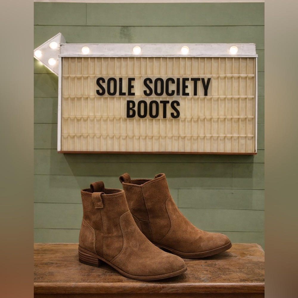 Sole Society Tan Suede Ankle Boots